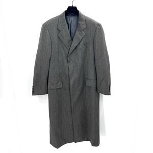 VTG Hickey Freeman Loro Piana 100% Cashmere Gray Trench Mens Over Coat